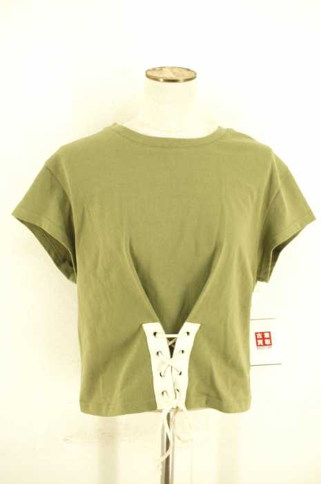 Ray BEAMS （レイビームス） レース アップ クルーネック Tシャツ レディース トップス