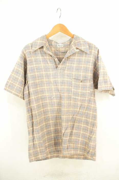 USED古着  （ユーズドフルギ） 50~60s マドラスチェック柄プルオーバーシャツ メンズ トップス