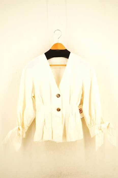ZARA WOMAN （ザラ ウーマン） ギャザーノーカラーブラウス レディース トップス