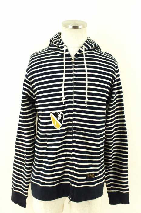 NEIGHBORHOOD × ROUGH AND RUGGED(ネイバーフッド × ラフアンドラギット) ボーダー柄ダブルジップアップパーカー メンズ トップス