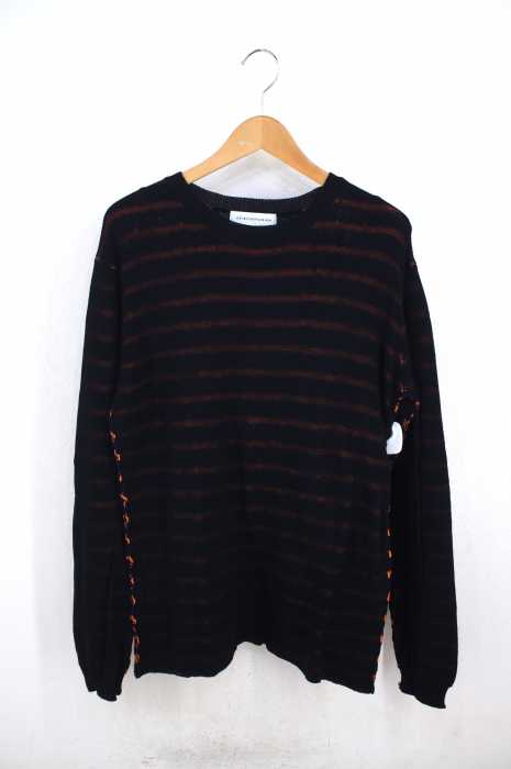 DIET BUTCHER SLIM SKIN（ダイエットブッチャースリムスキン） Border knit pullover ダブルガーゼ編みプルオーバーニット メンズ トップス