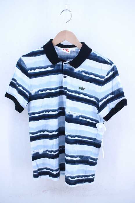 Lacoste Live（ラコステライブ） ロゴ刺繍ボーダーペイントポロシャツ メンズ トップス