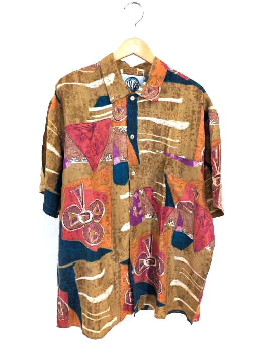 USED古着（ユーズドフルギ） SILKS 総柄シルク半袖シャツ メンズ トップス