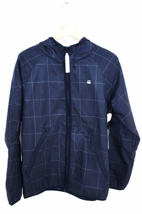 G-STAR RAW （ジースターロー） Strett Hooded Overshirt チェック柄ナイロンジップパーカー メンズ アウター
