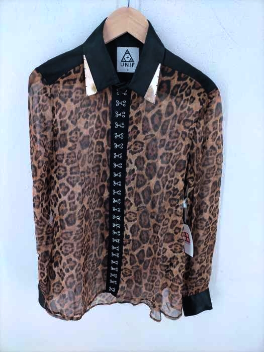 UNIF(ユニフ) レオパード柄フックボタンシャツ レディース トップス