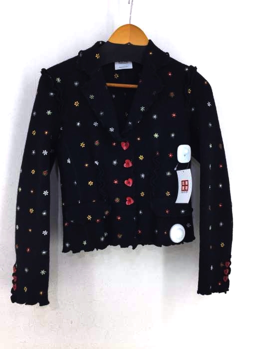 MOSCHINO(モスキーノ) 裾フリル加工刺繍ウールテーラードジャケット レディース アウター