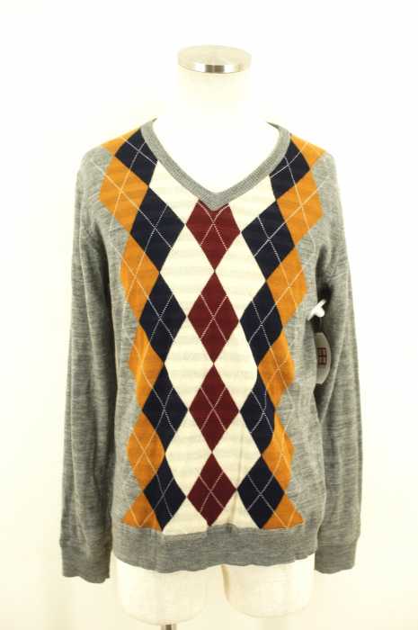 BEAUTY & YOUTH UNITED ARROWS (ビューティーアンドユースユナイテッドアローズ) リバーシブル アーガイル ボーダー Vネックニット メンズ トップス