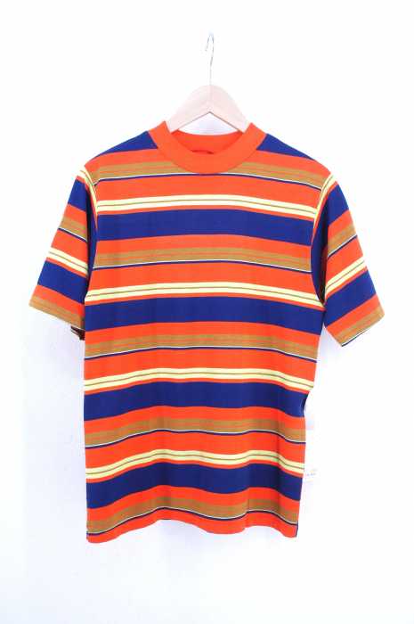 USED古着  （ユーズドフルギ） 80s 90s シングルステッチ ボーダー柄モックネックTシャツ メンズ トップス