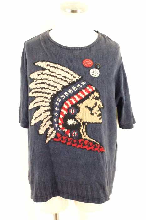 VOTE MAKE NEW CLOTHES () インディアンニット転写プリントTシャツ メンズ トップス
