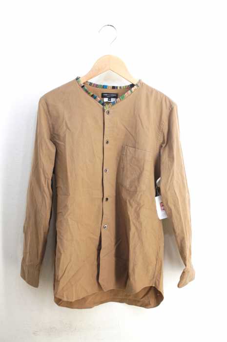 COMME des GARCONS HOMME PLUS (コムデギャルソンオムプリュス) AD2007 刺繍切替バンドカラーシャツ メンズ トップス
