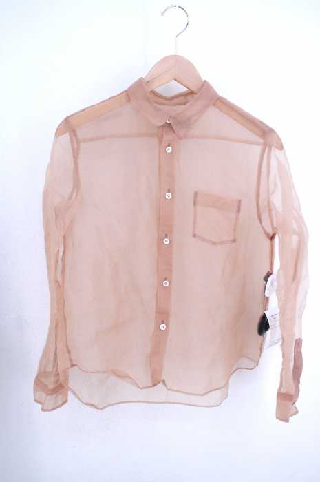 tricot COMME des GARCONS (トリココムデギャルソン) AD2011 11AW 製品染め加工 ワイドシルエットチュールボタンシャツ レディース トップス