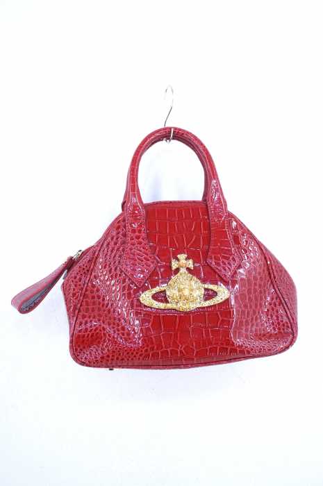 Vivienne Westwood LONDON(ヴィヴィアンウエストウッドロンドン) オーブ装飾クロコ型押しレザーハンドバッグ レディース バッグ