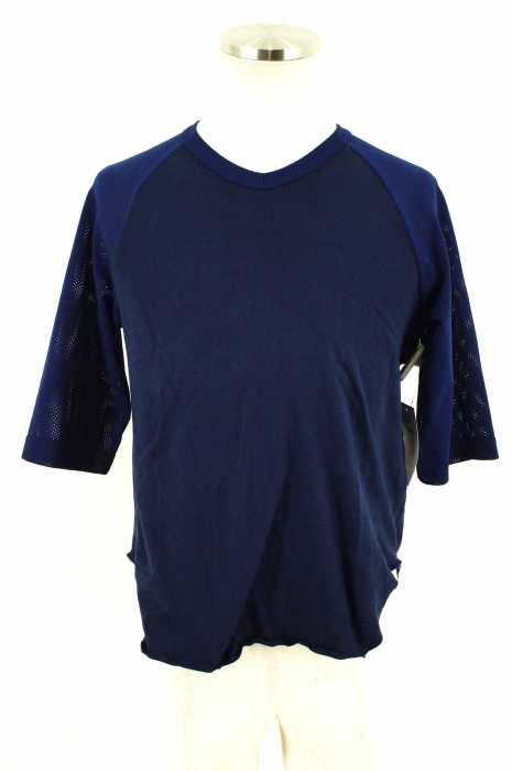COMME des GARCONS HOMME PLUS (コムデギャルソンオムプリュス) メッシュ切替Vネック五分袖カットソー メンズ トップス