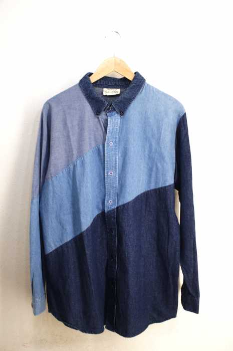 Mo Betta（フメイ） 90S USA製 シャンブレーパッチワークBDシャツ メンズ トップス