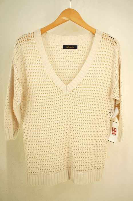Loungedress（ラウンジドレス） Vネックハイゲージコットンニット レディース トップス