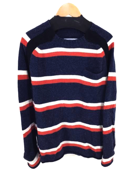 Sacai(サカイ) リブ切替 ボーダーニット メンズ トップス