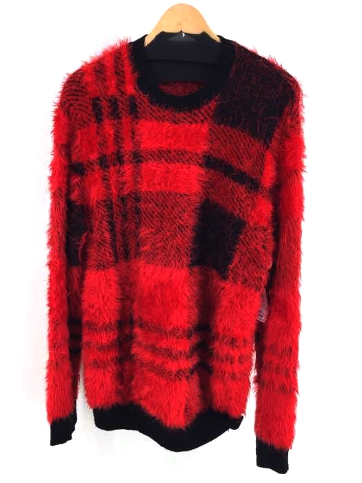 GUESS（ゲス） OVERSIZED PLAID CREW-NECK SWEATER クルーネックニット メンズ トップス