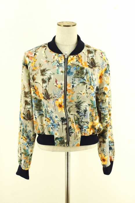 ZARA BASIC (ザラベーシック) 花柄ジップアップブルゾン ジャケット レディース アウター