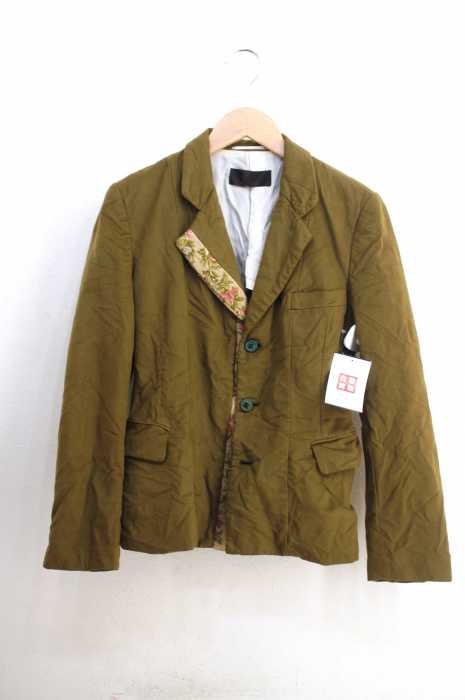 robe de chambre COMME des GARCONS(ローブドシャンブルコムデギャルソン) AD1999 花柄刺繍切替フェイクレザージャケット レディース アウター