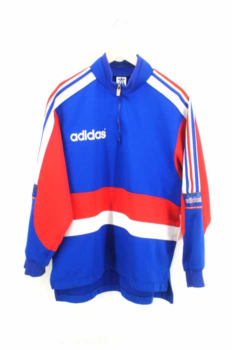 adidas （アディダス） デサント社製3STRIPESハーフジップトラックトップ メンズ トップス