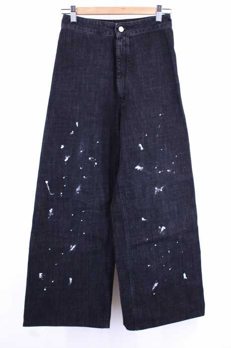 MM6 （エムエムシックス） Black High Waisted Denim　ペンキ加工フレアパンツ レディース パンツ