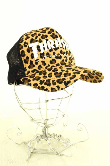 THRASHER （スラッシャー） ヒョウ柄ブランドロゴスナップバッグキャップ レディース 帽子