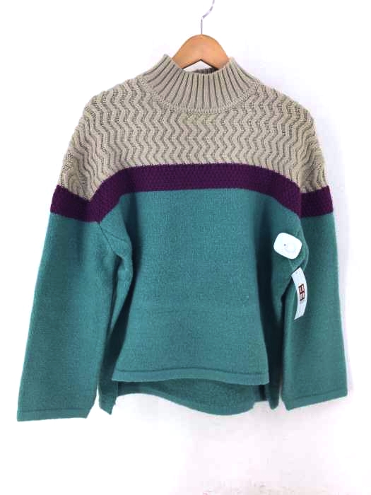 AZUL by moussy(アズールバイマウジー) 19aw HERRINGBONE COLOR BLOCK KNIT ヘリンボーンカラーブロックニット レディース トップス