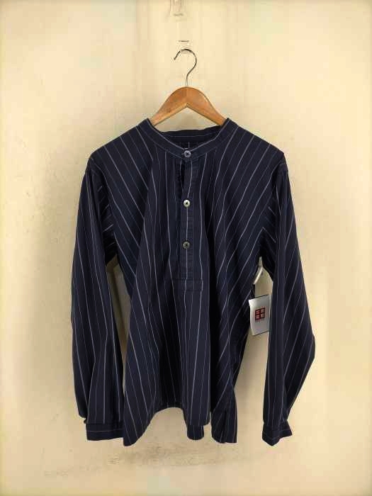 ROYAL Burnish（ロイヤル バーニッシュ） 18SS  BAND COLLAR SH ストライプ柄バンドカラーシャツ メンズ トップス