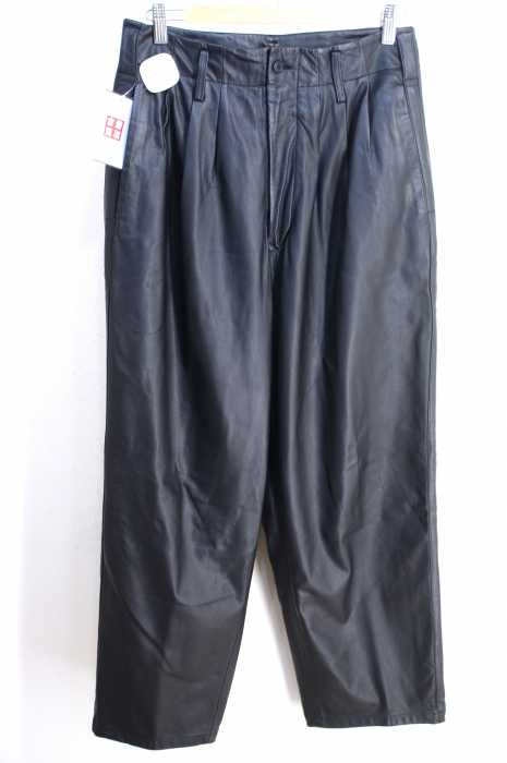 Y's for menワイズフォーメン 1994AW サルエルパンツ 黒 3 Y's for men（ワイズフォーメン） 3タックレザーパンツ メンズ パンツ