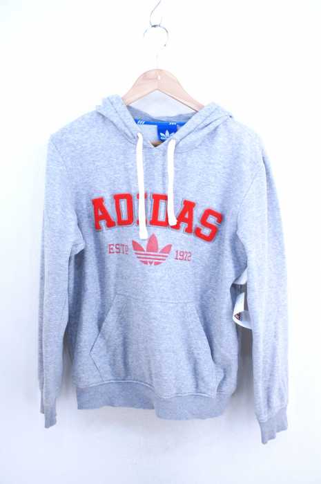 adidas （アディダス） アーチロゴ刺繍 コットンプルオーバーパーカー レディース トップス