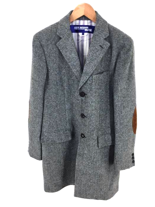 JUNYA WATANABE COMME des GARCONS MAN（ジュンヤワタナベコムデギャルソンマン） AD2014 エルボーパッチヘリンボーンツイードチェスターコート メンズ アウター
