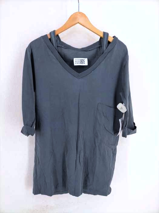 MM6 Maison Martin Margiela(エムエムシックス メゾンマルタンマルジェラ) 08SS Vネック 胸ポケット付き 5分丈カットソー レディース トップス