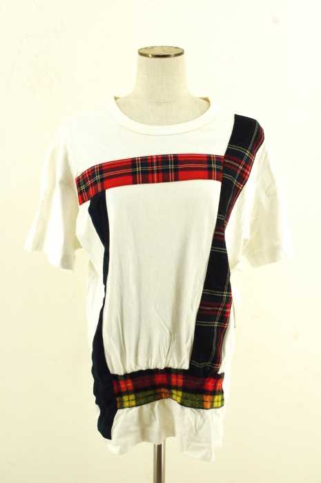 COMME des GARCONS (コムデギャルソン) AD2008 チェック柄刺繍クルーネックTシャツ レディース トップス