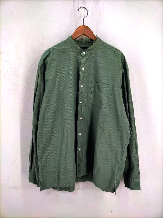 RALPH LAUREN（ラルフローレン） シアサッカー ストライプ柄 バンドカラーシャツ レディース トップス