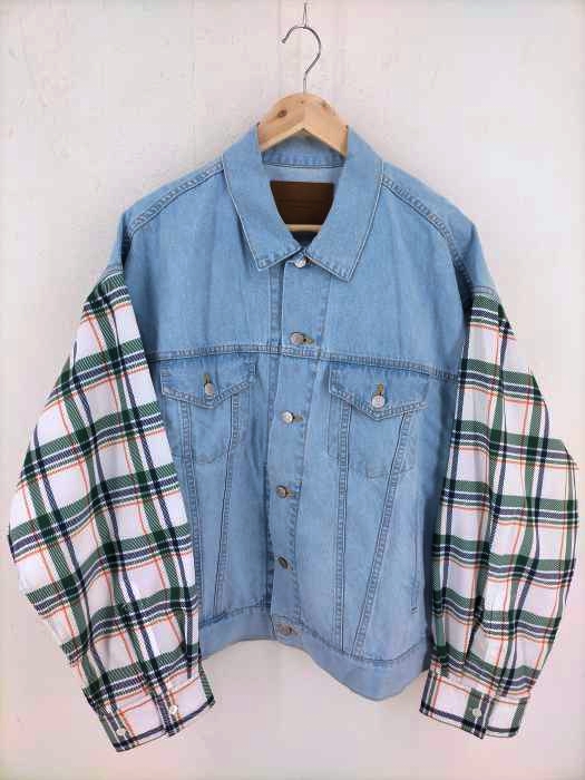 MISTER GENTLEMAN（ミスタージェントルマン） 20SS MADRAS CHECK SLIT SHOULDER DENIM JACKET メンズ アウター