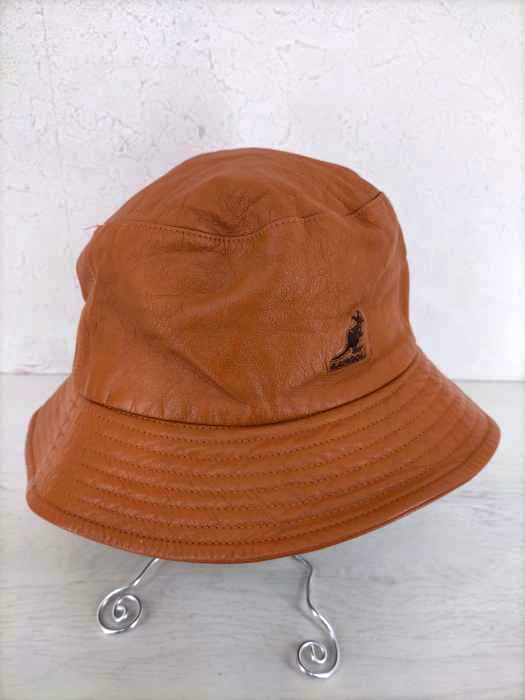 kangol blue（カンゴールブルー） ロゴ刺繍 レザーバケットハット メンズ 帽子