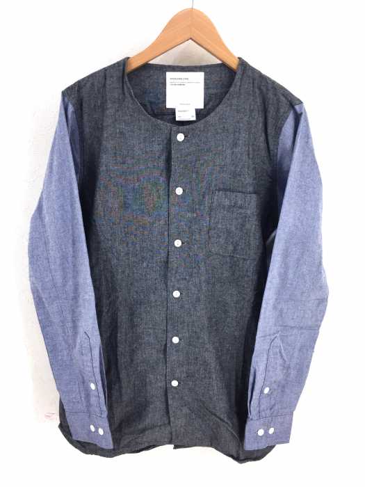 ANSOMEONE() 袖切替ノーカラーシャツ メンズ トップス