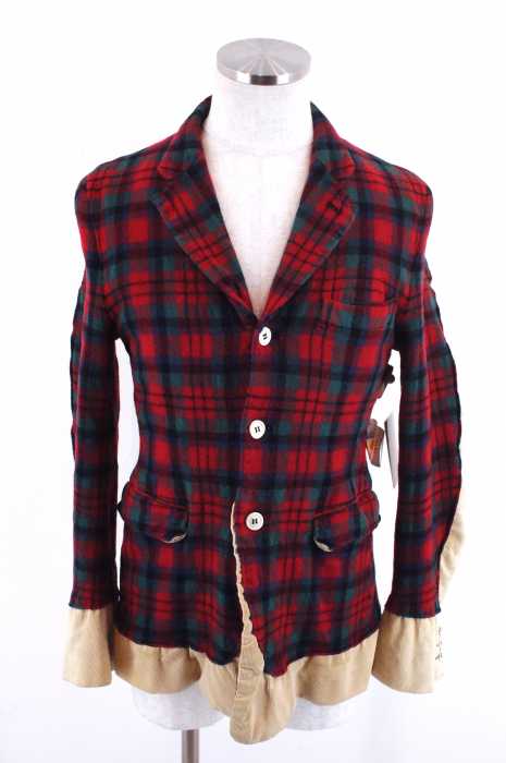 COMME des GARCONS HOMME PLUS EVER GREEN （コムデギャルソンオムプラスエバーグリーン） AD2005 異素材切替チェック柄テーラードジャケット メンズ アウター