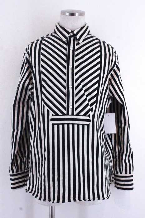 BLACK WEIRDOS(ブラック ウィドゥ) 14AW ハーフボタンストライプ柄シャツ メンズ トップス