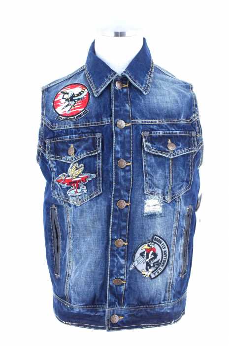 BORN FLY　（） ワッペン付きデニムベスト メンズ トップス