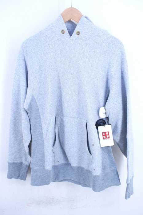 Champion （チャンピオン） 復刻 緑単色タグ REVERSE WEAVE USED加工バックプリント霜降りプルオーバーパーカー メンズ トップス