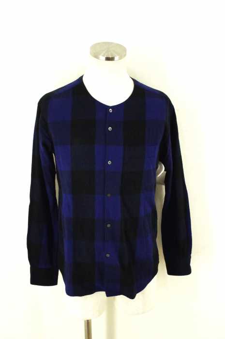 BEAUTY & YOUTH UNITED ARROWS (ビューティーアンドユースユナイテッドアローズ) ブロックチェックノーカラーシャツ メンズ トップス