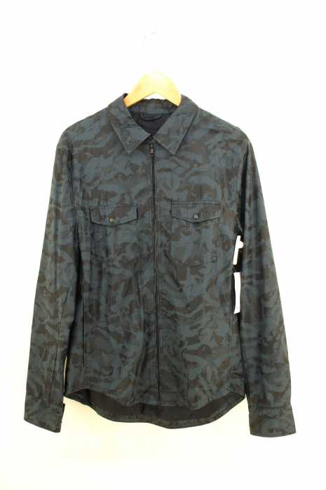 ZARA MAN（ザラマン） フェイクレザーカモ柄ジップアップシャツ メンズ トップス
