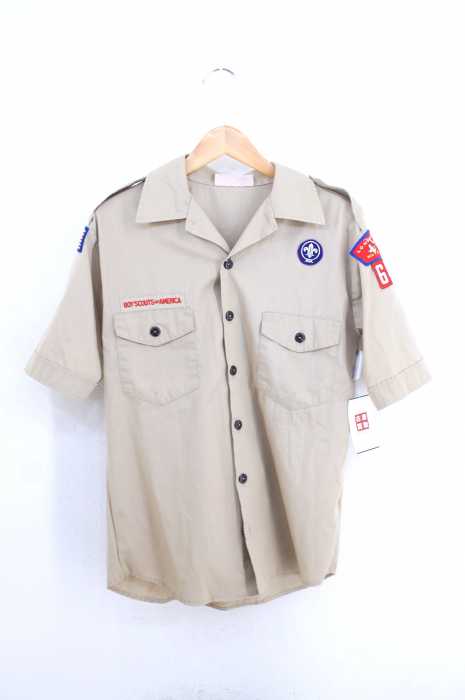 USED古着  （ユーズドフルギ） BOYSCOUTS ワッペン刺繍コットンS/Sシャツ メンズ トップス