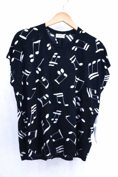 SAINT LAURENT PARIS (サンローランパリ) 16AW 音符プリントクルーネックカットソー レディース トップス