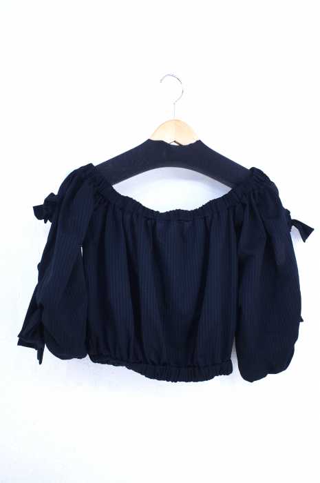 Honey mi Honey（ハニーミーハニー） arm ribbon stripe blouse レディース トップス