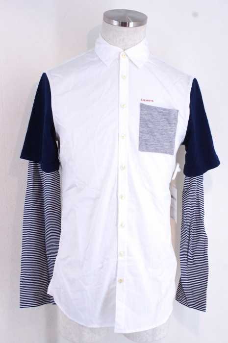 DSQUARED2 （ディースクエアード） 13SS 素材切替レイヤードBDシャツ メンズ トップス