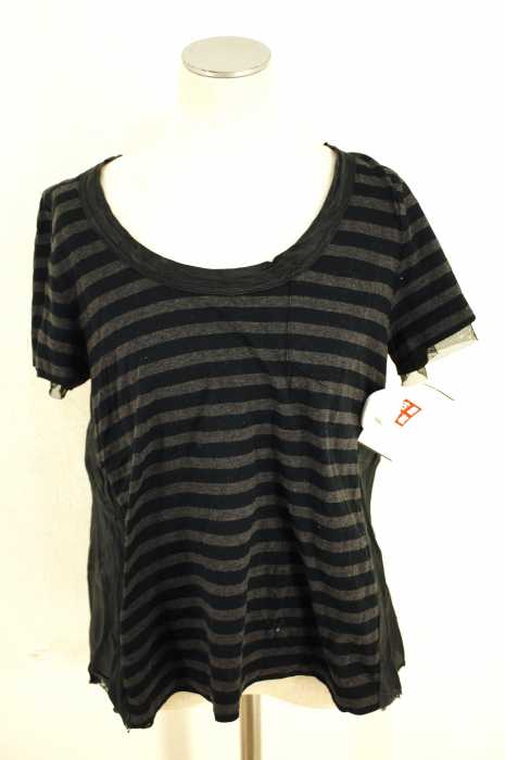 sacai luck （サカイラック） 異素材切替ボーダー半袖Tシャツ レディース トップス