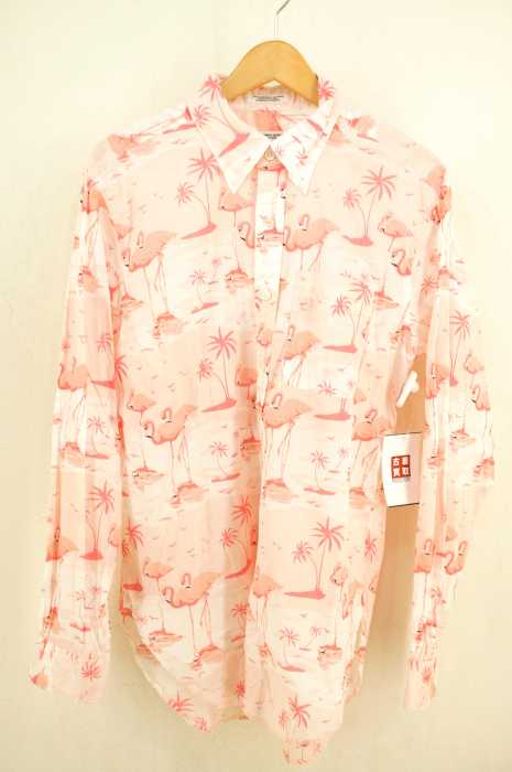 Engineered Garments （エンジニアードガーメンツ） 18SS Camp sh flamingo print フラミンゴプリントコットンボタンダウンシャツ メンズ トップス