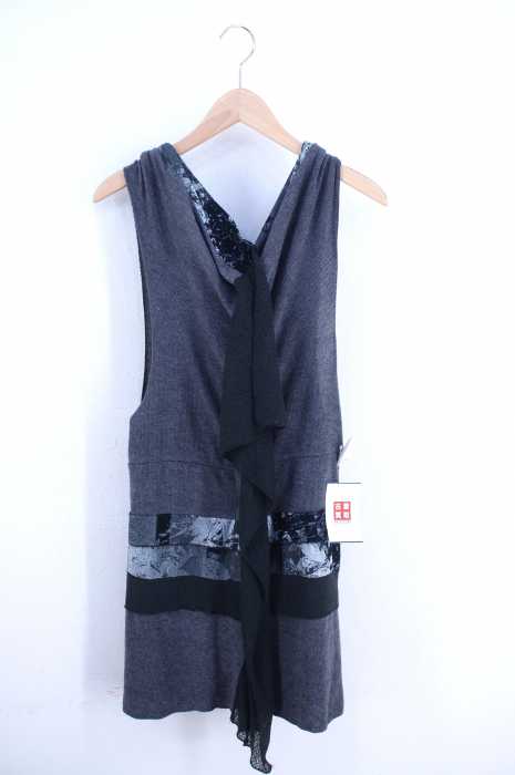 USED古着 (ユーズドフルギ) MUQUYU 変形ノースリーブパッチワークカーディガン レディース トップス